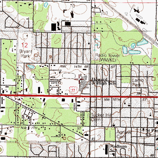 Topographic Map of Howard Middle School, FL