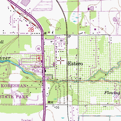 Topographic Map of Estero Country Day School, FL