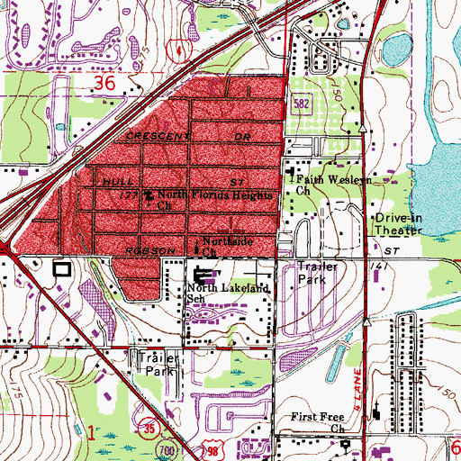Topographic Map of Northside Assembly of God Church, FL