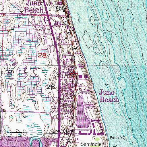 Topographic Map of Juno Beach United Methodist Church, FL