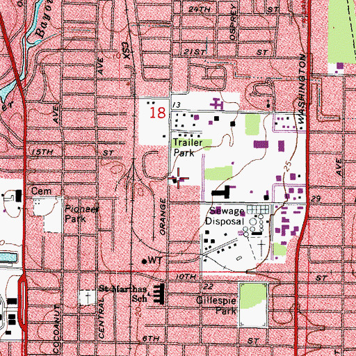 Topographic Map of Saint Marthas Catholic Church, FL
