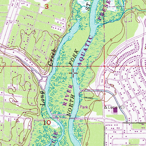 Topographic Map of North Fork Saint Lucie River Aquatic Preserve, FL