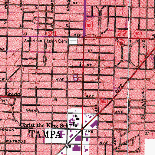 Topographic Map of Jewish Community Center Preschool, FL