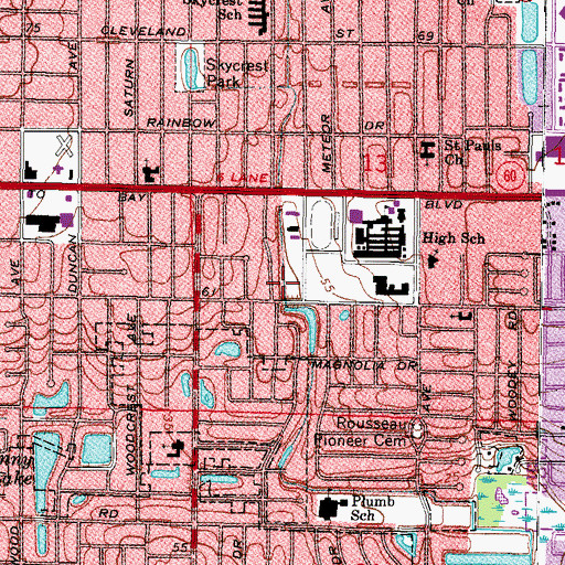 Topographic Map of Holy Cross Episcopal Church, FL