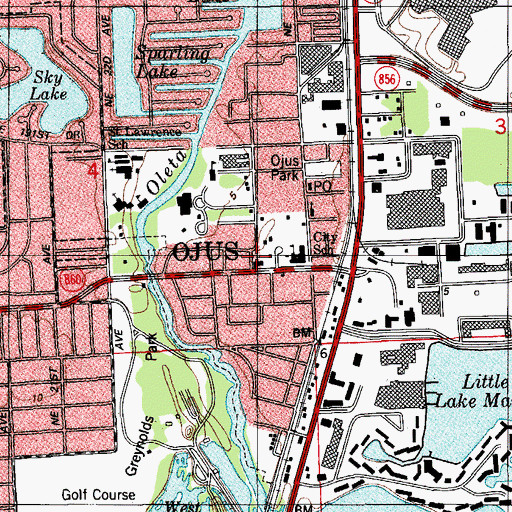 Topographic Map of First Baptist of Ojus Child Care, FL