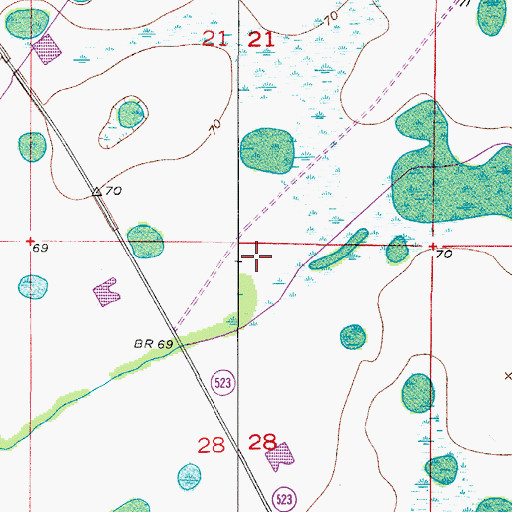 Topographic Map of Three Lakes Wildlife Management Area, FL