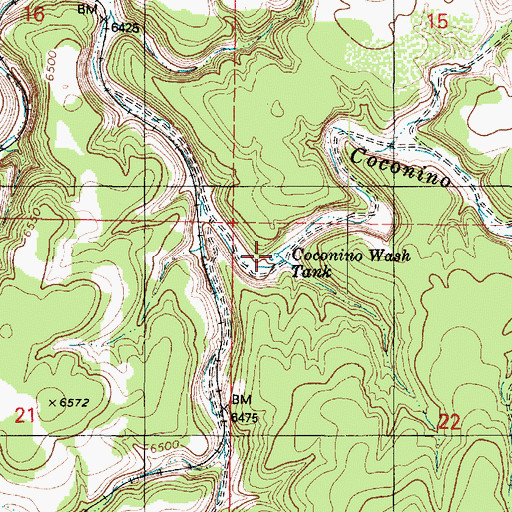 Topographic Map of Coconino Wash Tank, AZ
