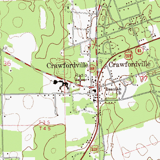 Topographic Map of Wakulla Ranger District Office, FL