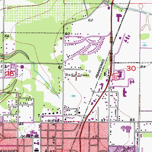 Topographic Map of WOKD-AM (Arcadia), FL