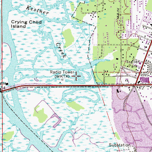 Topographic Map of WQBR-AM (Atlantic Beach), FL