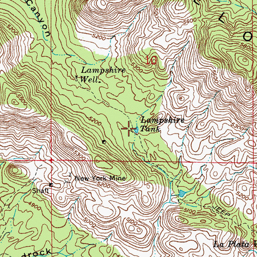 Topographic Map of Lampshire Tank, AZ