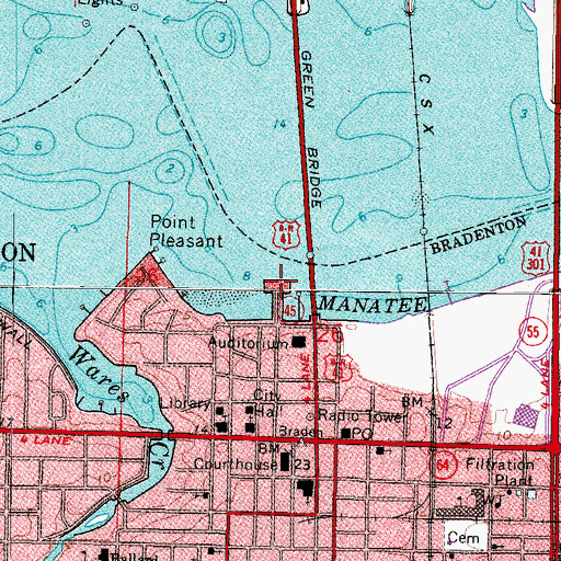 Topographic Map of WKLV-AM (Bradenton), FL