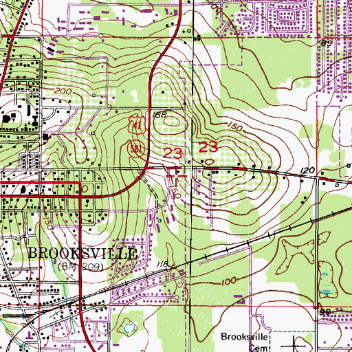 Topographic Map of WWJB-AM (Brooksville), FL