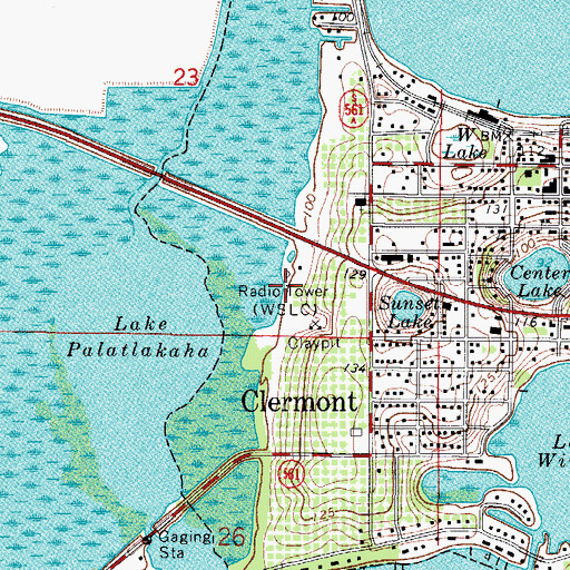 Topographic Map of WWFL-AM (Clermont), FL