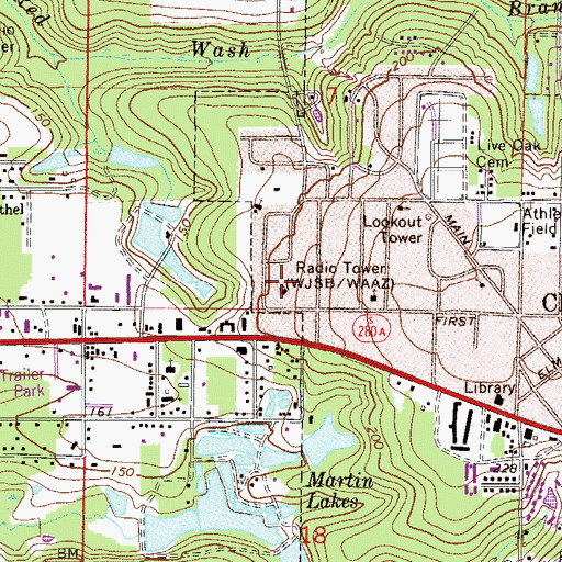 Topographic Map of WJSB-AM (Crestview), FL