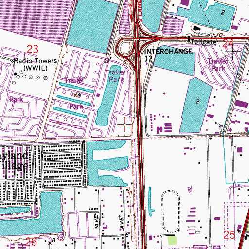 Topographic Map of WAVS-AM (Davie), FL