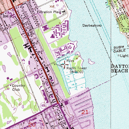 Topographic Map of WROD-AM (Daytona Beach), FL