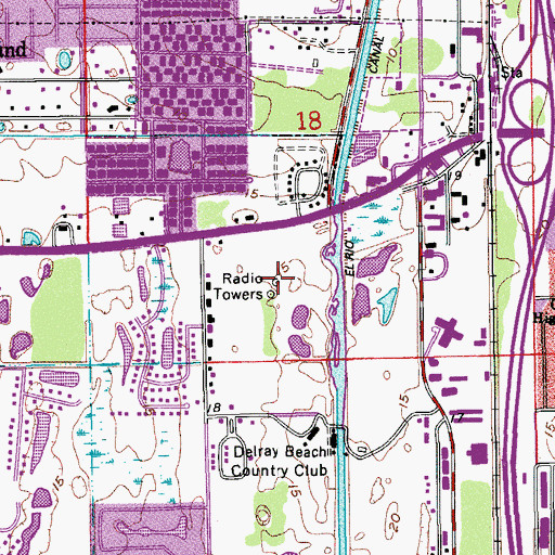Topographic Map of WDBF-AM (Delray Beach), FL