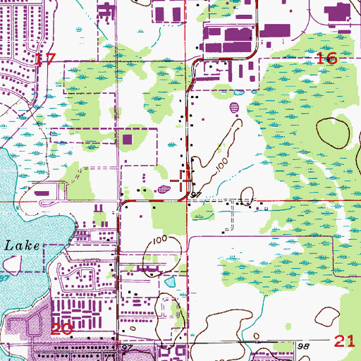 Topographic Map of WBZS-AM (Eatonville), FL