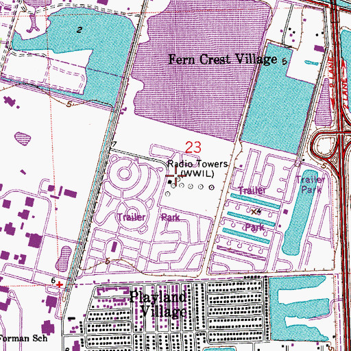 Topographic Map of WSRF-AM (Fort Lauderdale), FL