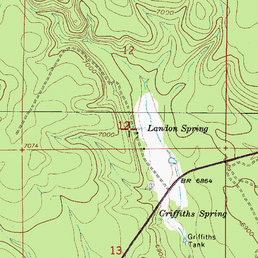 Topographic Map of Landon Spring, AZ