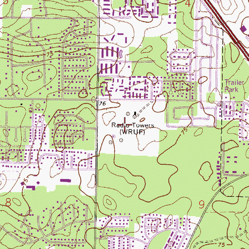 Topographic Map of WRUF-AM (Gainesville), FL