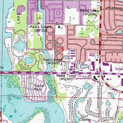 Topographic Map of WGNB-AM (Indian Rocks Beach), FL