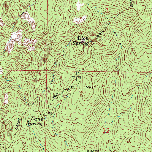 Topographic Map of Lane Mountain Trail, AZ