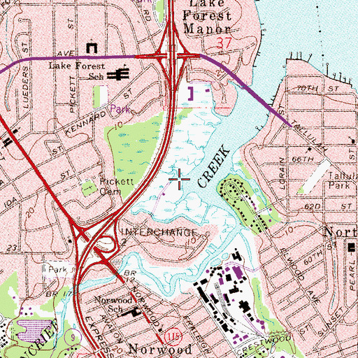 Topographic Map of WVOJ-AM (Jacksonville), FL