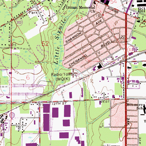 Topographic Map of WROS-AM (Jacksonville), FL