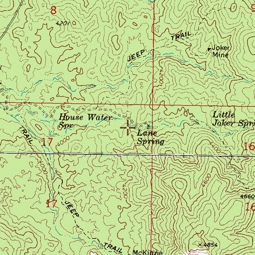 Topographic Map of Lane Spring, AZ