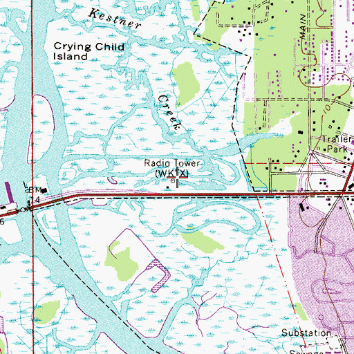 Topographic Map of WPDQ-AM (Jacksonville), FL