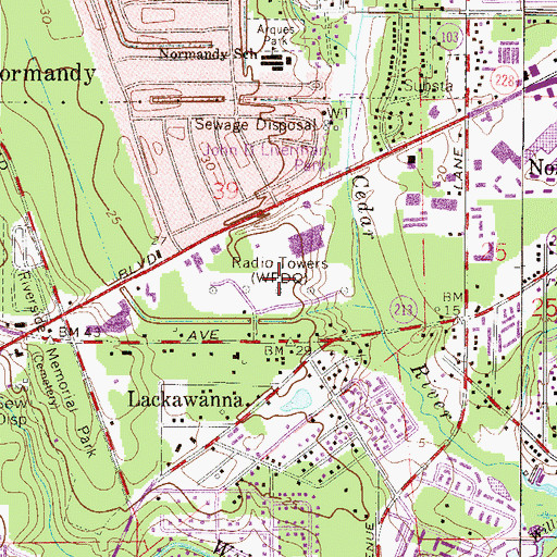 Topographic Map of WOKV-AM (Jacksonville), FL