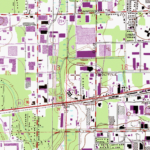 Topographic Map of WFYV-AM (Jacksonville), FL