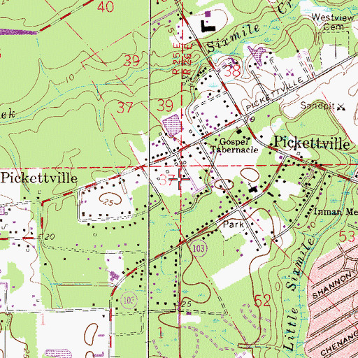 Topographic Map of WJGC-AM (Jacksonville), FL