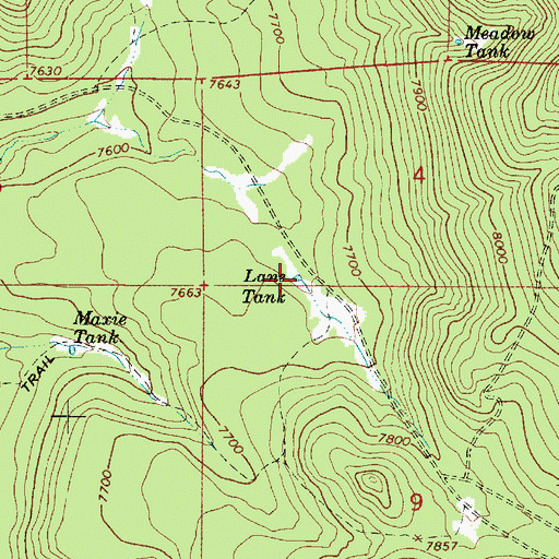 Topographic Map of Lane Tank, AZ