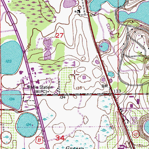 Topographic Map of WIPC-AM (Lake Wales), FL