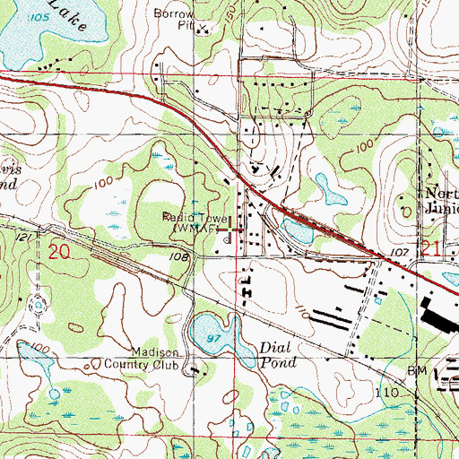 Topographic Map of WMAF-AM (Madison), FL