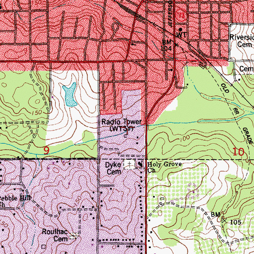 Topographic Map of WTYS-AM (Marianna), FL