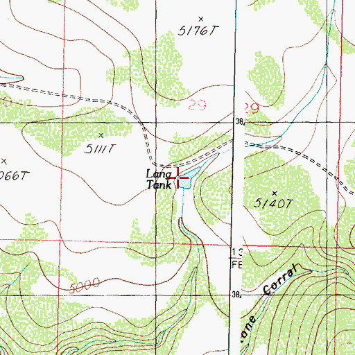 Topographic Map of Lang Tank, AZ