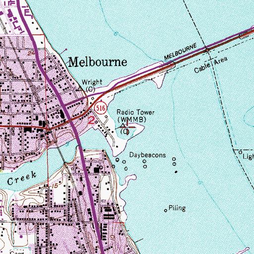 Topographic Map of WMMB-AM (Melbourne), FL
