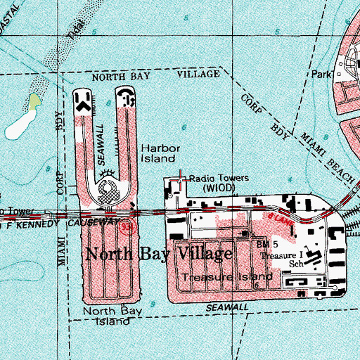 Topographic Map of WIOD-AM (Miami), FL