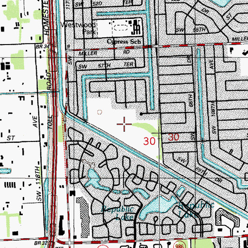 Topographic Map of WQBA-AM (Miami), FL
