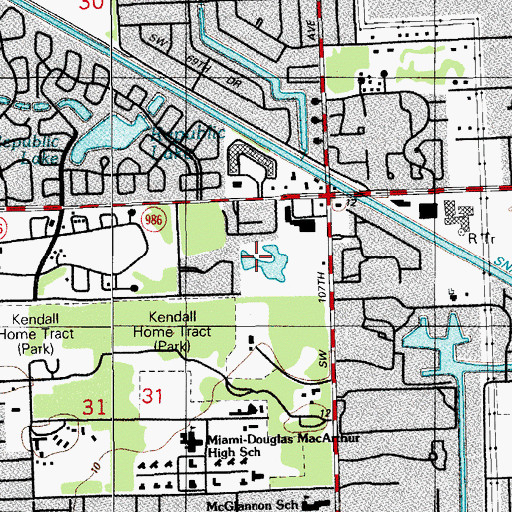 Topographic Map of WFBA-AM (Miami), FL
