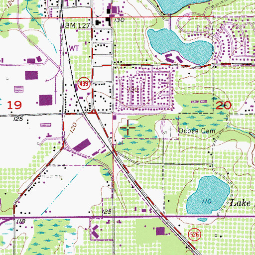 Topographic Map of WVCF-AM (Ocoee), FL