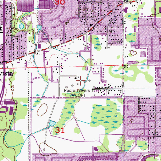 Topographic Map of WOMX-AM (Orlando), FL