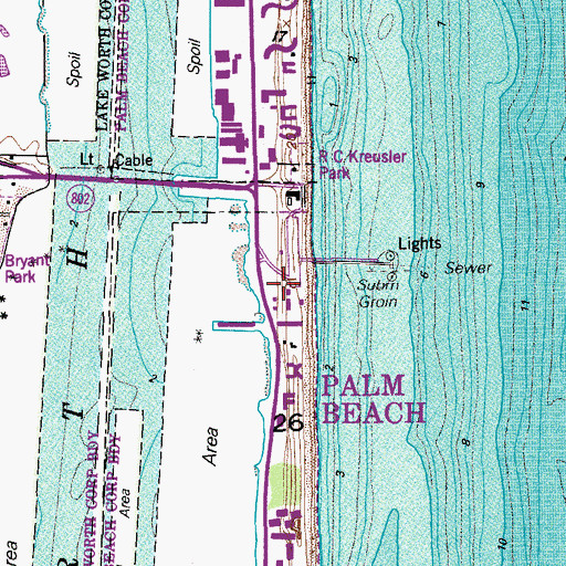 Topographic Map of WPBR-AM (Palm Beach), FL