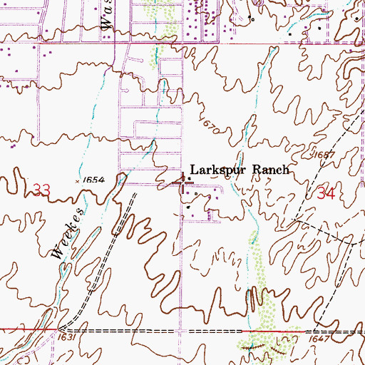 Topographic Map of Larkspur Ranch, AZ
