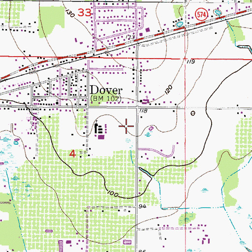 Topographic Map of WFNS-AM (Plant City), FL