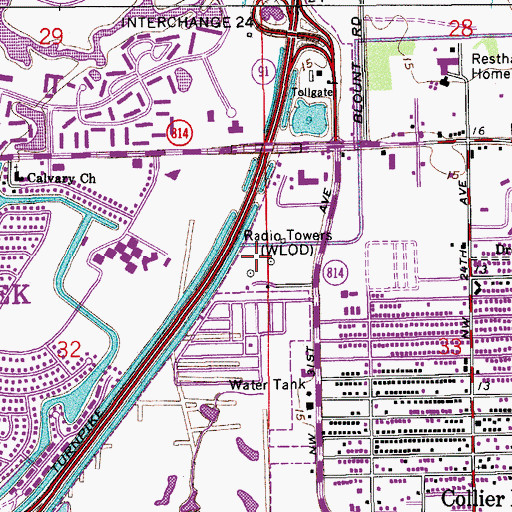 Topographic Map of WWNN-AM (Pompano Beach), FL